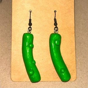 Pickle Green Dangle Earrings